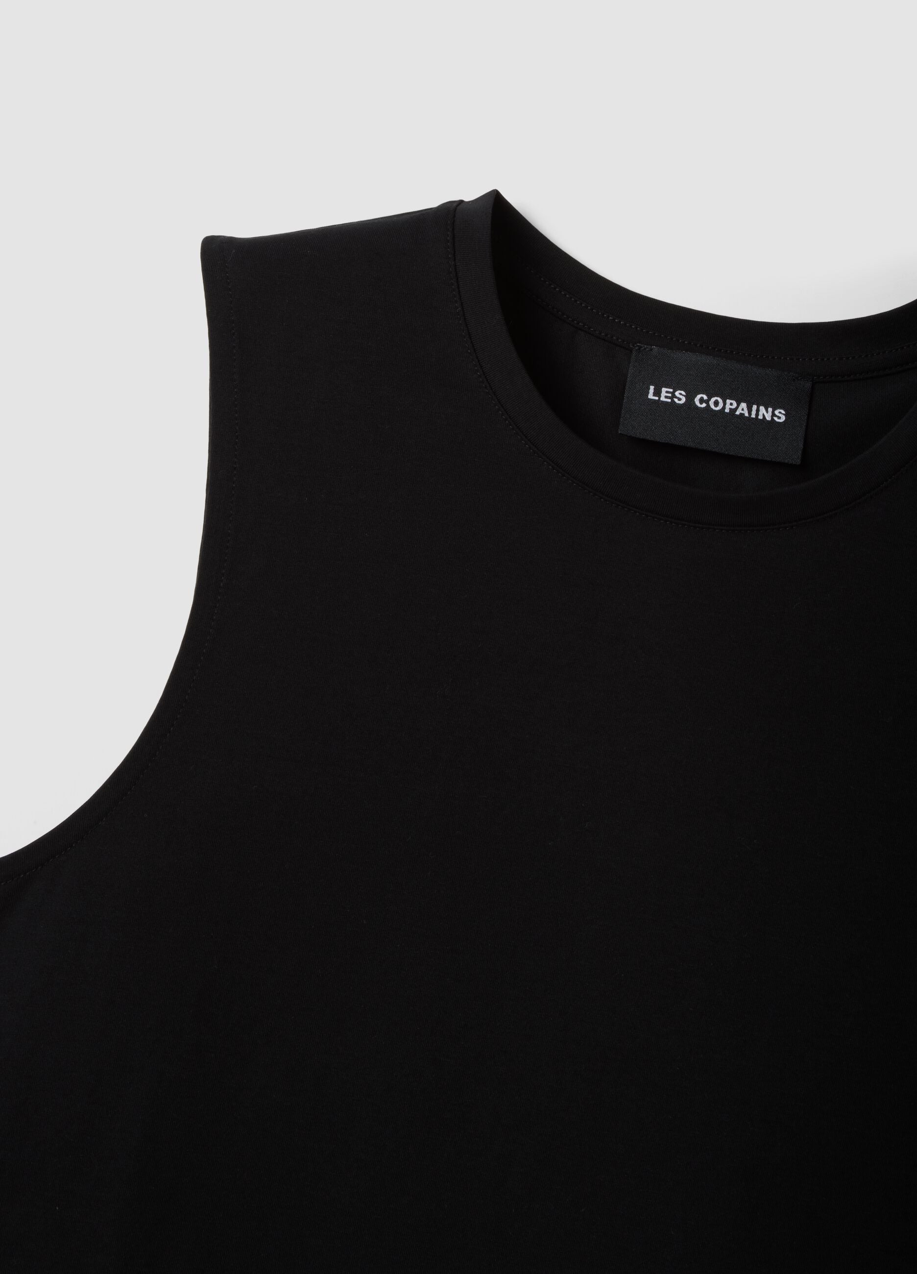 Black cotton-blend tank top