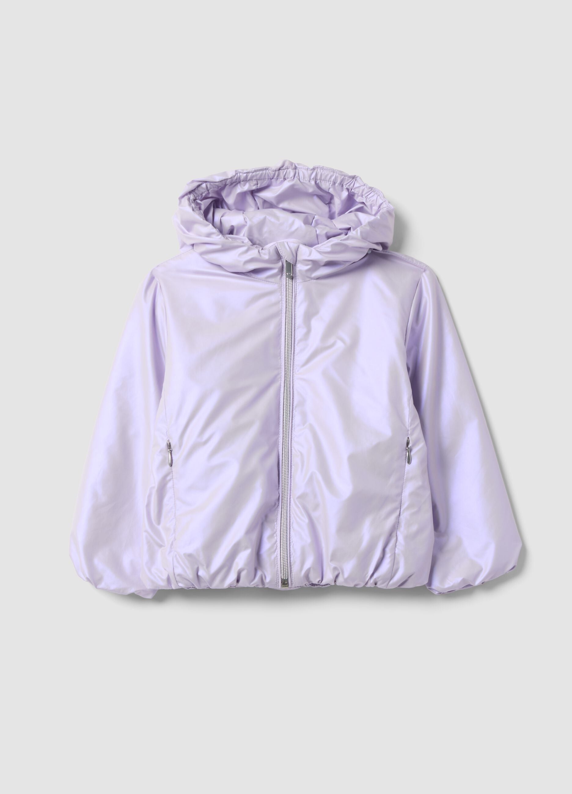 Violette wattierte Jacke mit Kapuze und Reissverschluss, Regular Fit f&uuml;r Baby-M&auml;dchen