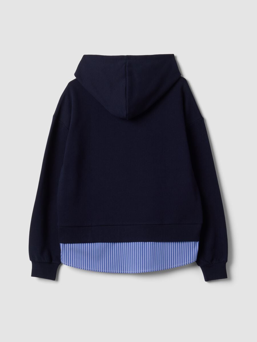 Felpa blu in misto cotone con cappuccio e finta camicia_6