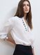 White viscose-blend shirt with charms and V-neck regular fit_0