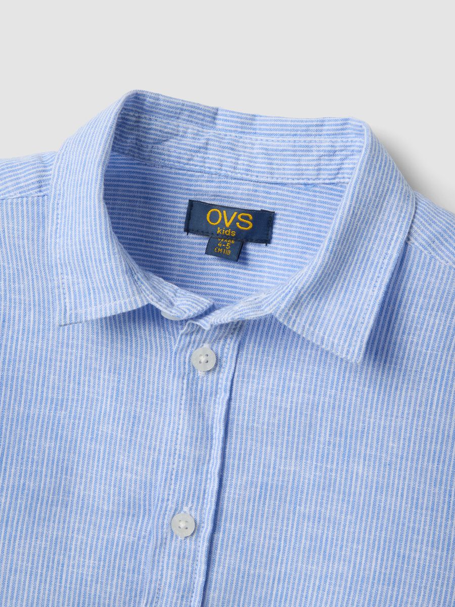 Boys&rsquo; blue striped linen-cotton blend shirt, regular fit_2