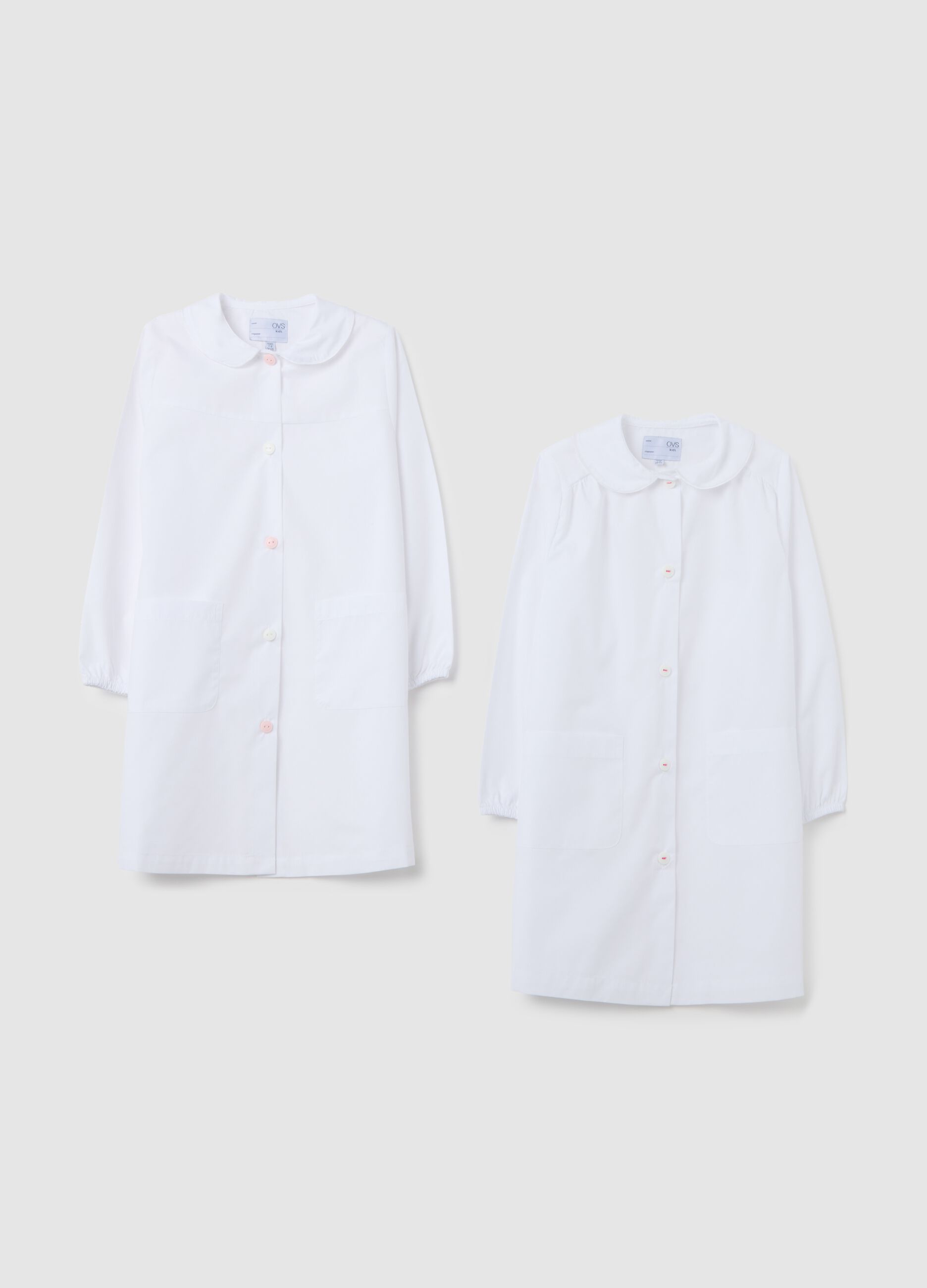 Girls' school blouse in white cotton blend with buttons