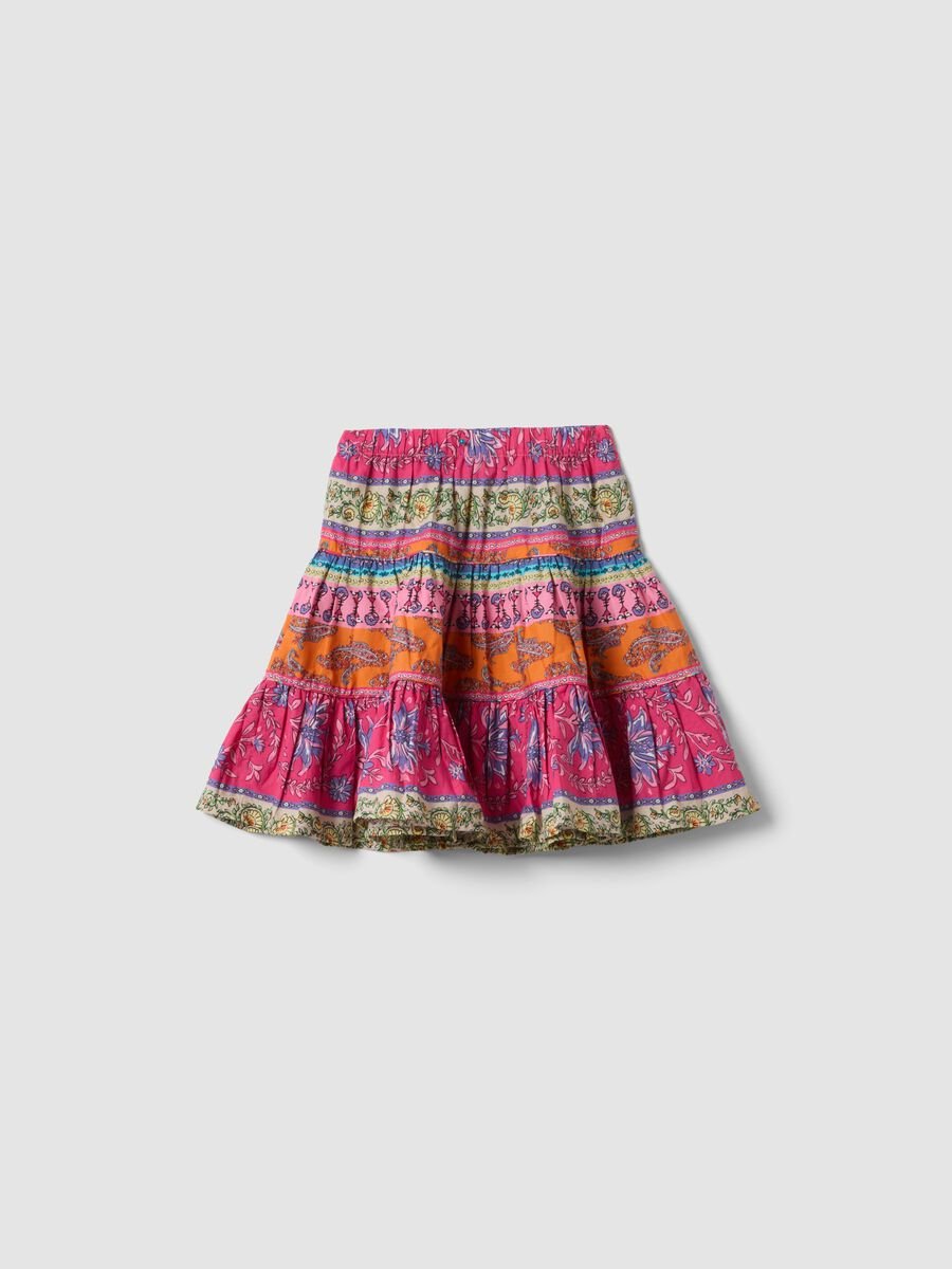 Multicolour pure cotton skirt with ruffle hem_1