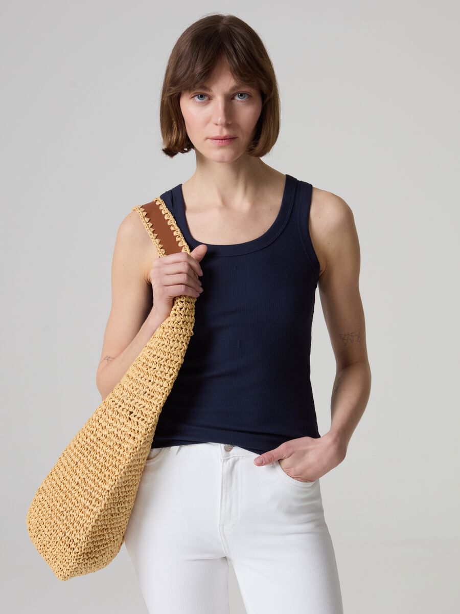 Tank top in ribbed stretch cotton_0
