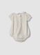 White pure organic cotton bodysuit with collar and floral print_1