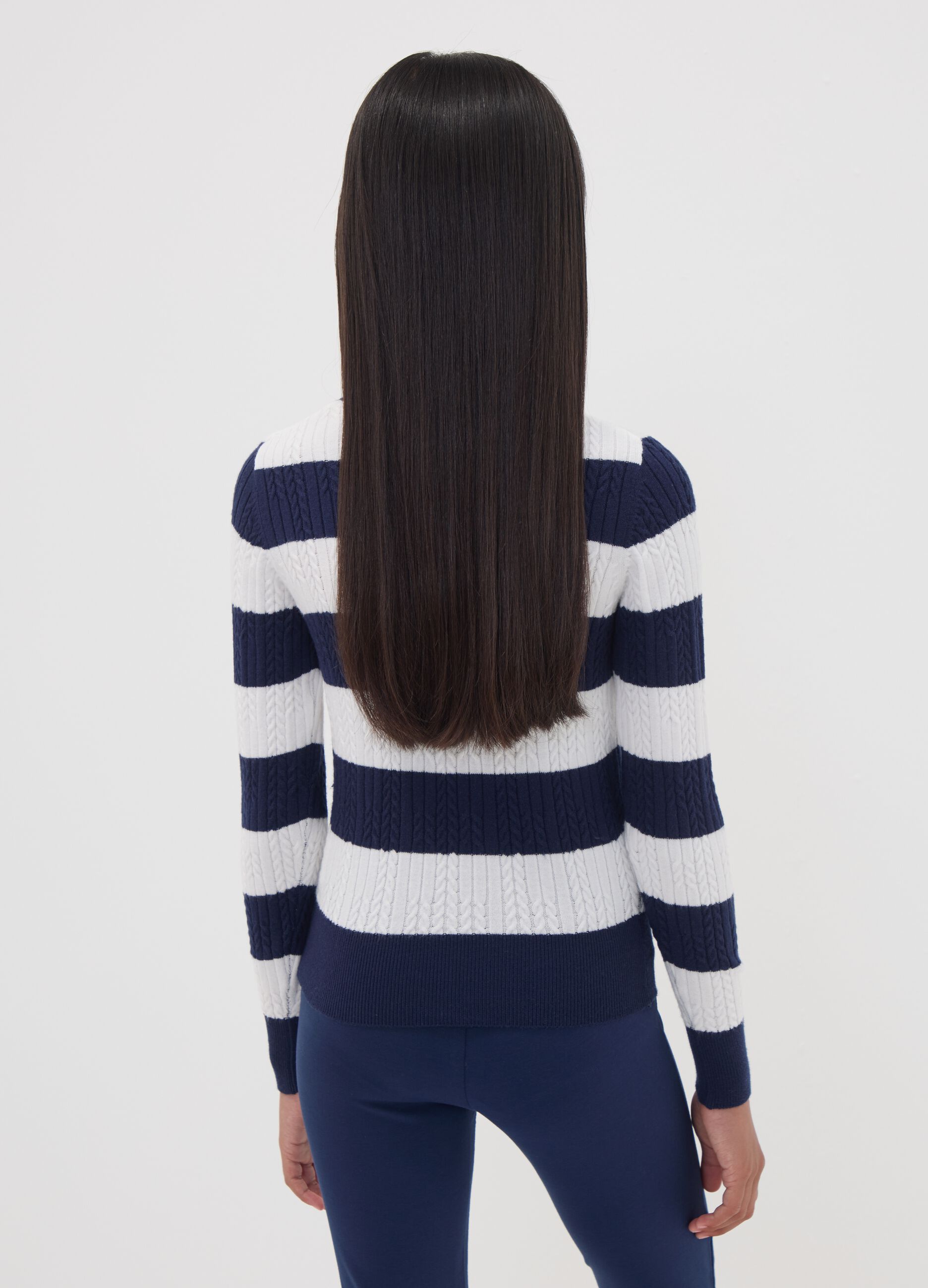 Girls&rsquo; multicolour striped viscose-blend boat-neck jumper