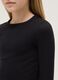 Girls' black long-sleeve cotton blend slim fit top_2