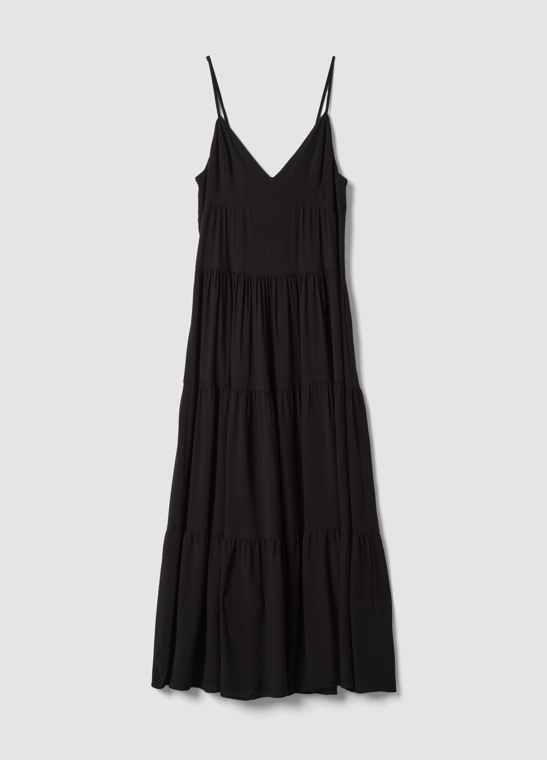 Long black dress in pure viscose