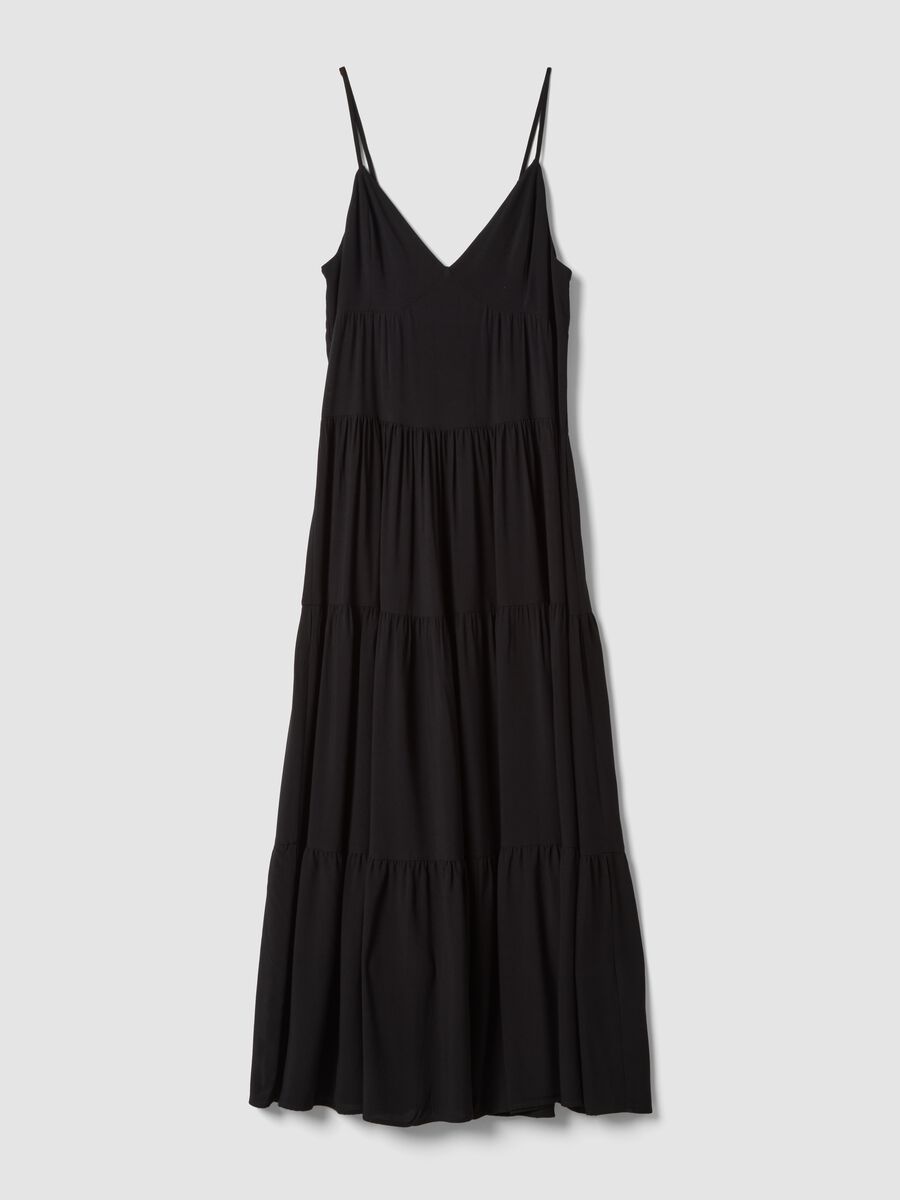 Schwarzes Maxikleid aus reiner Viskose_0