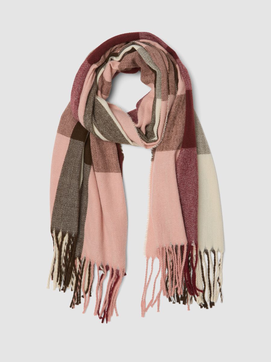 Multicolour fringed viscose-blend scarf_0