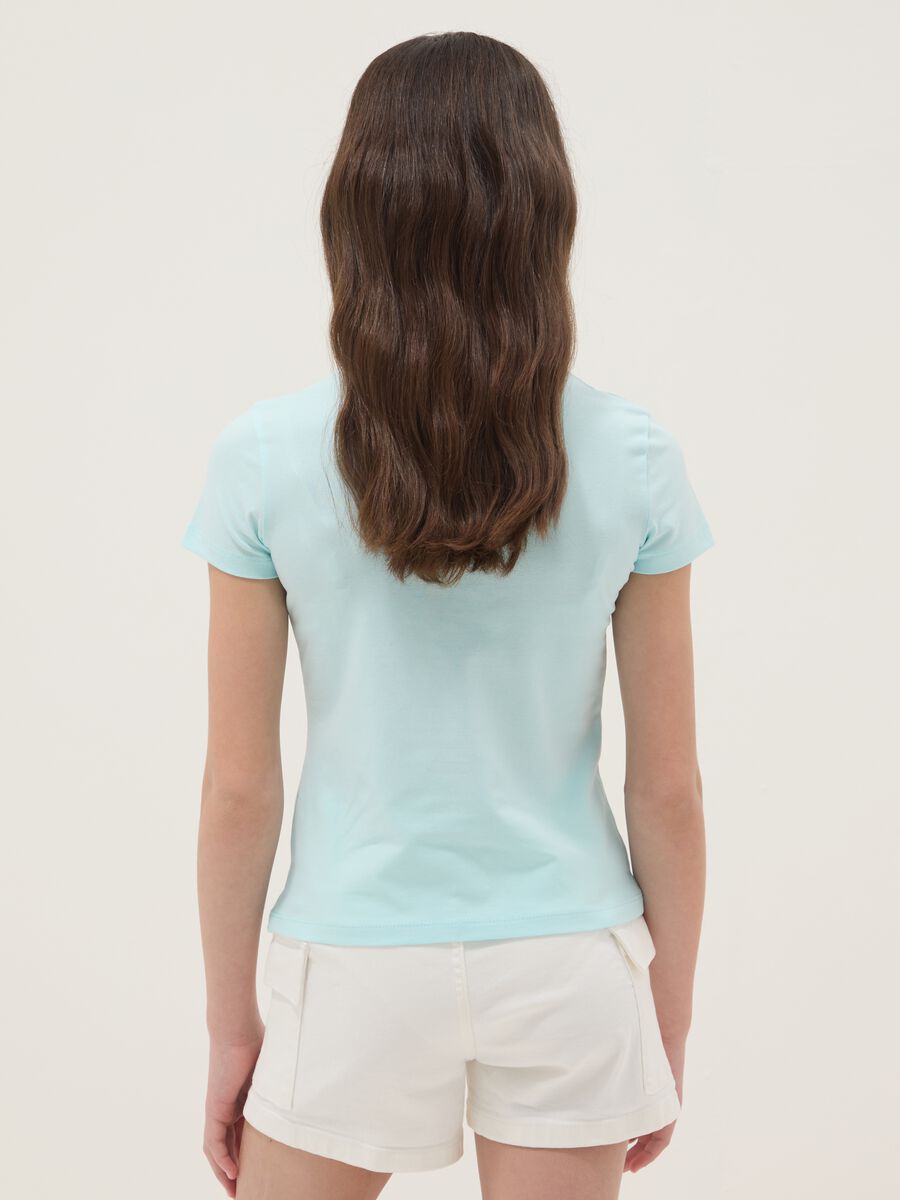 Girls&rsquo; light blue stretch cotton T-shirt, regular fit_2