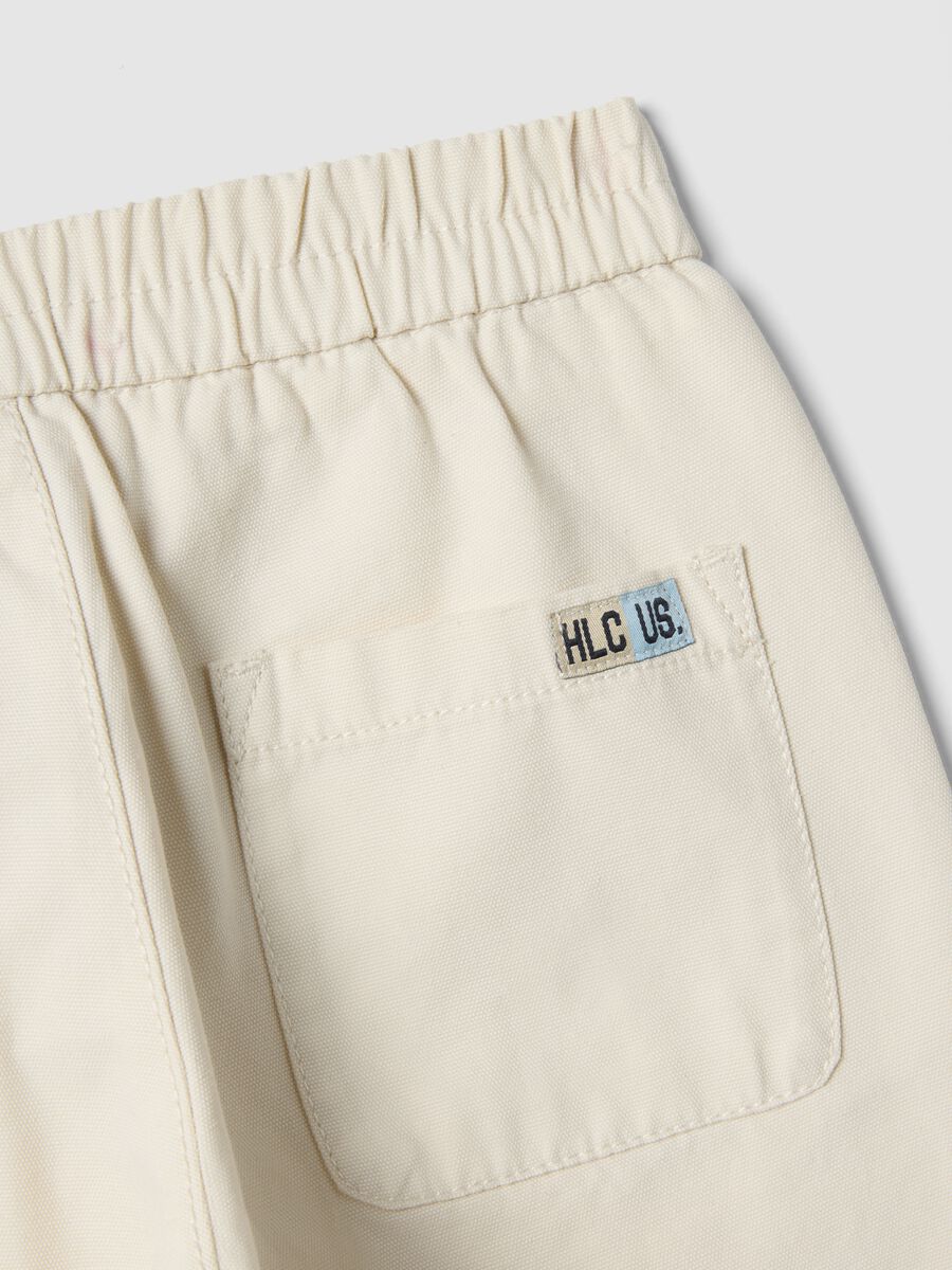 Kids' Beige Regular Fit Pure Cotton Trousers_3