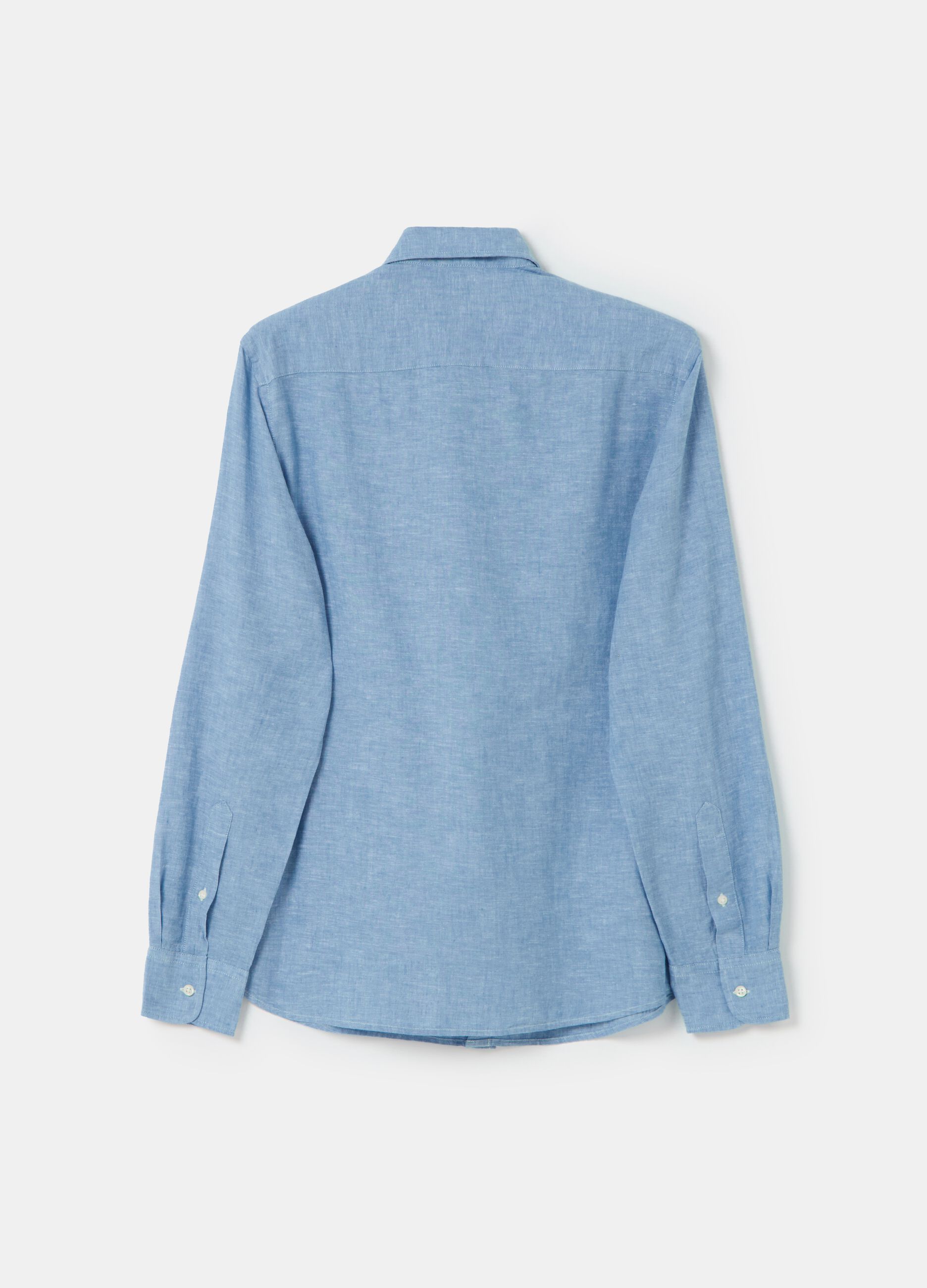 Shirt in chambray cotton and linen