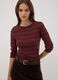 T-shirt marrone a righe in puro cotone con girocollo_0