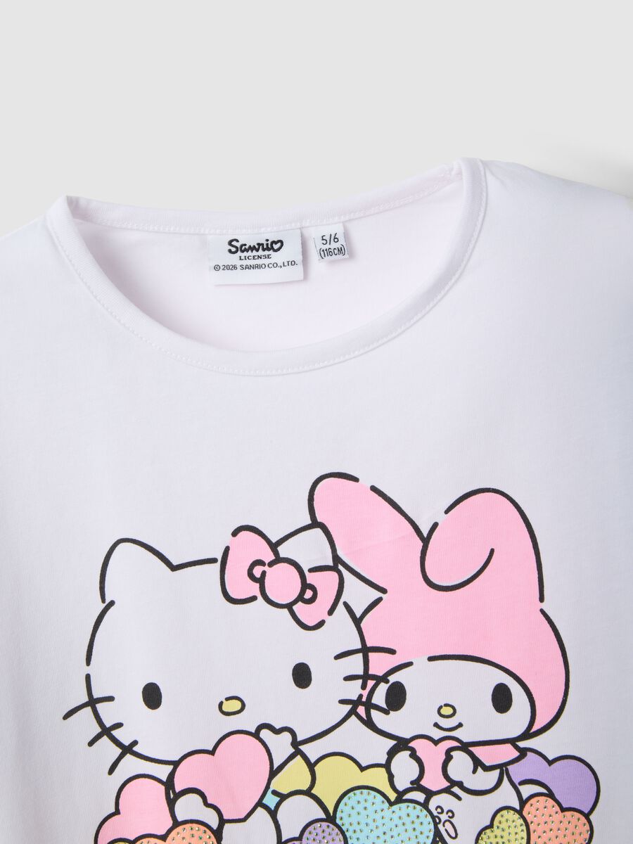 T-shirt in cotone elasticizzato bianco da bambina con Hello Kitty_2