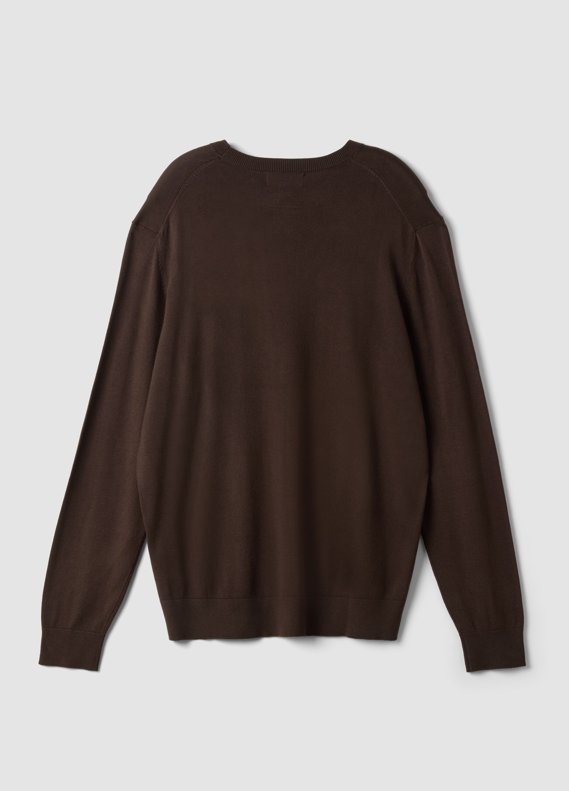Brown crew-neck jumper in viscose blend, regular fit