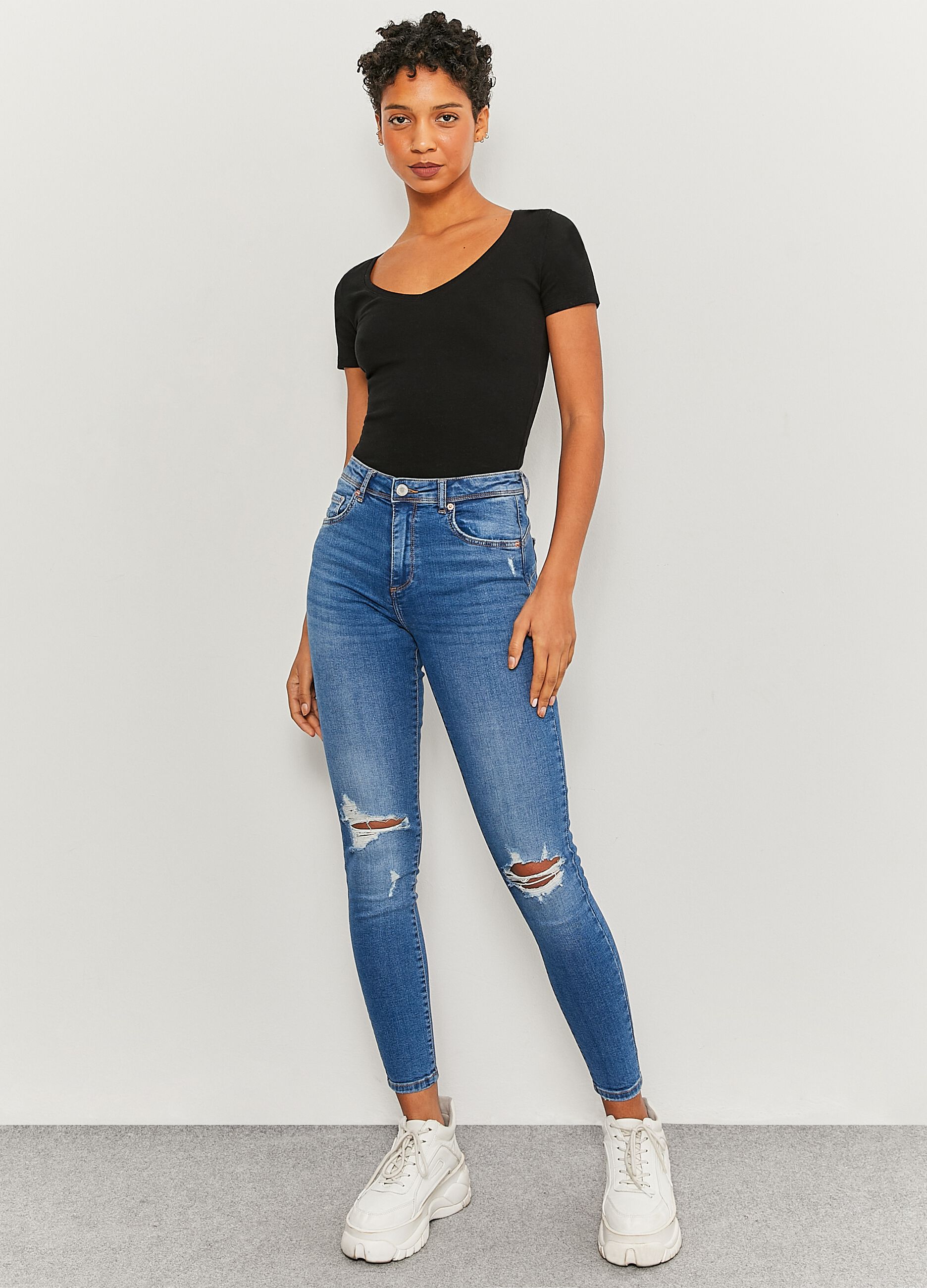 TALLY WEIJL Woman's Denim Distressed-effect push-up jeans