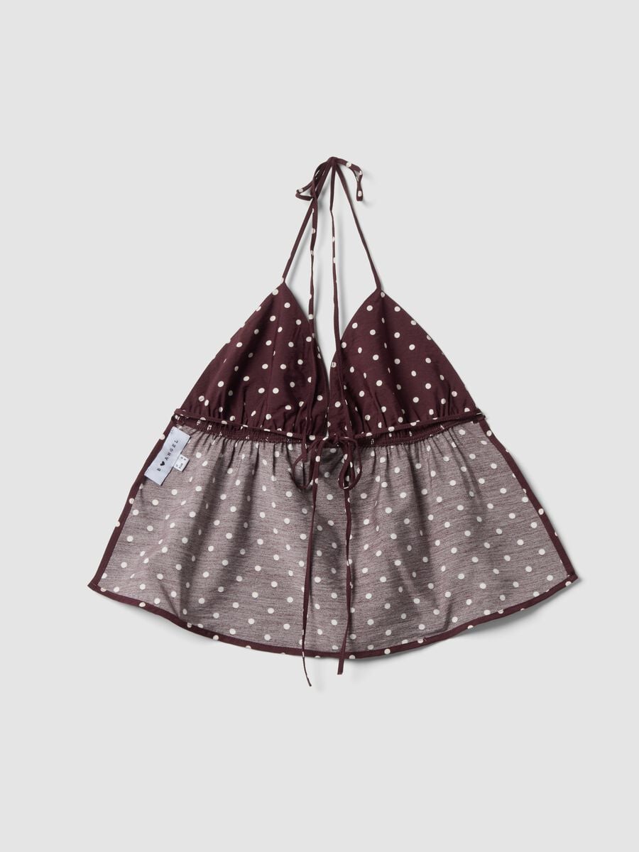 Brown polka dot viscose-blend top_5