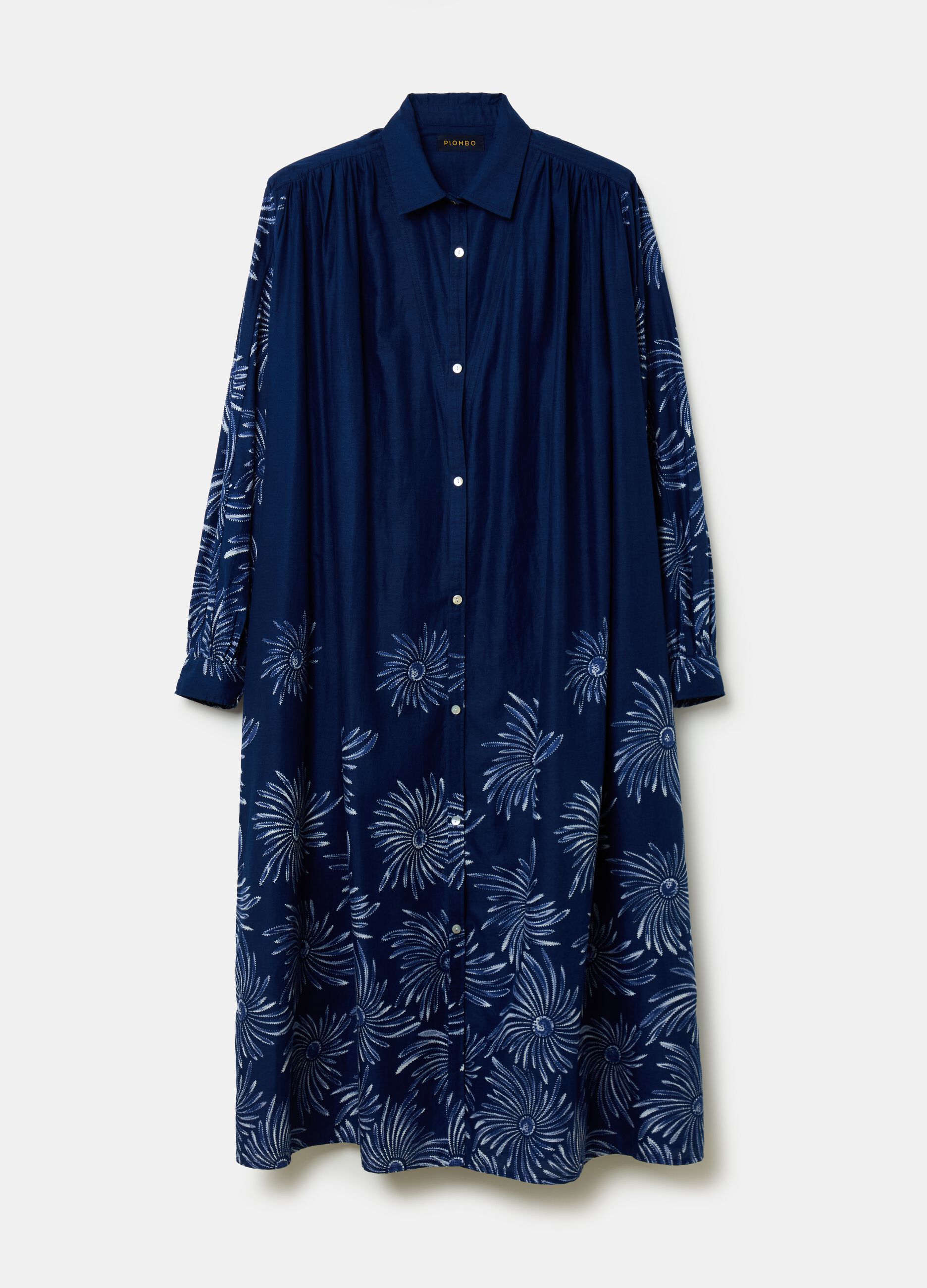 Long shirt dress with maxi flowers print