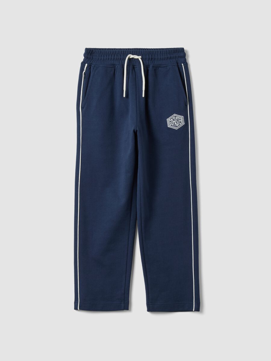 Pantaloni jogger blu in puro cotone_0