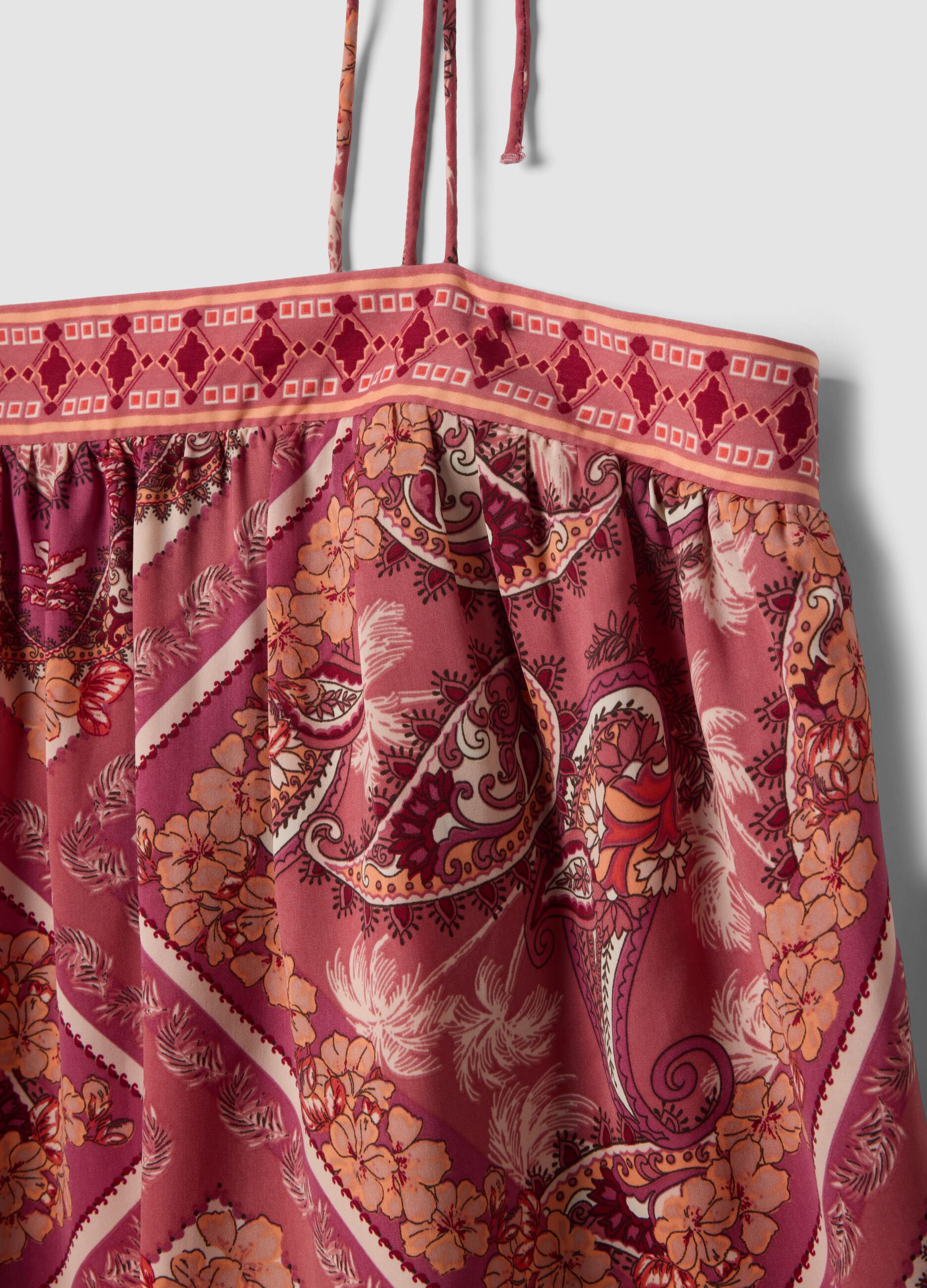 Regular-fit multicolour blouse with thin straps and floral print