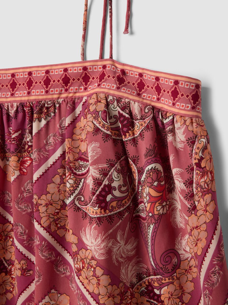 Regular-fit multicolour blouse with thin straps and floral print_1