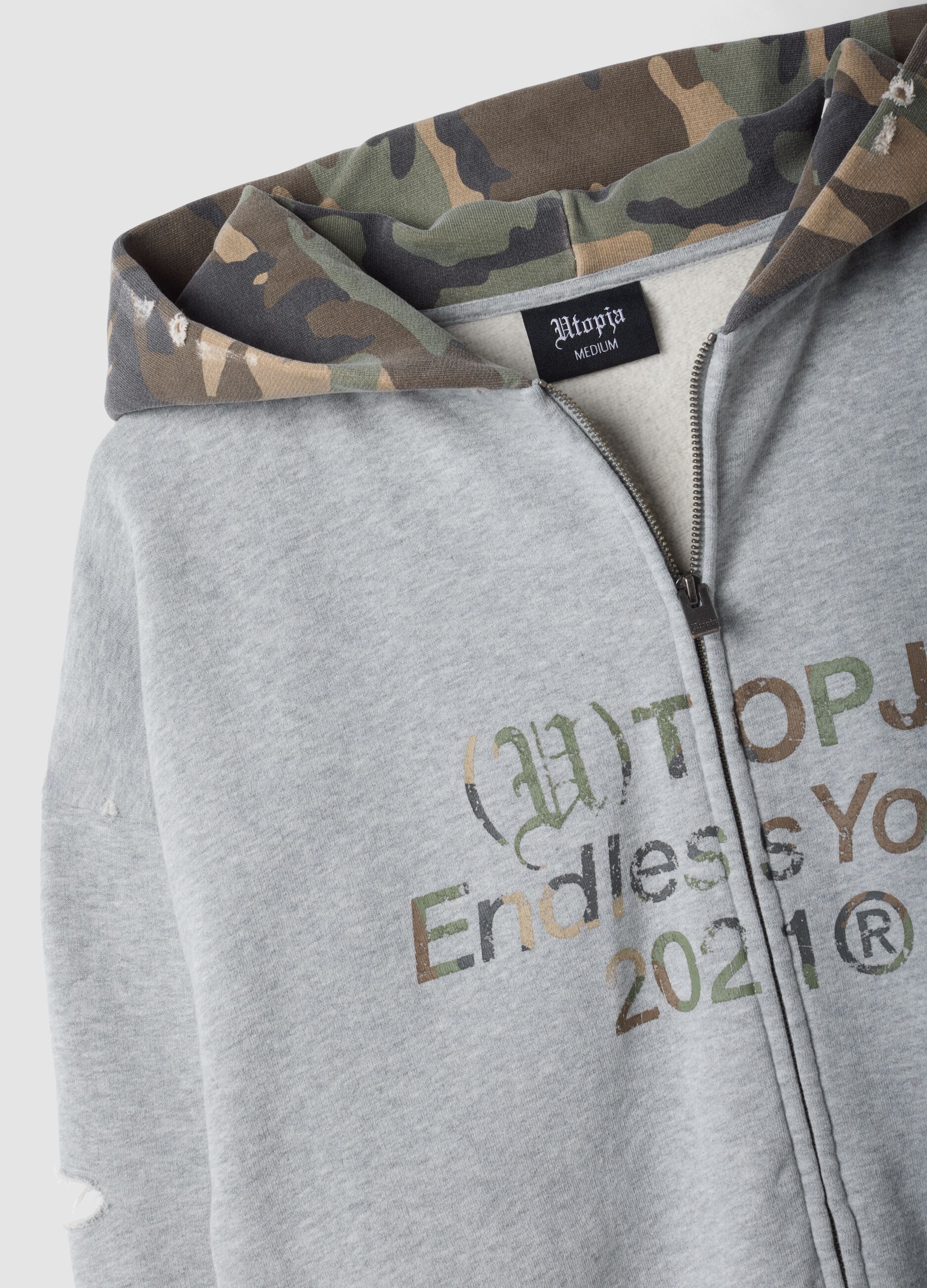 Full-zip Hoodie Sunfaded Grey & Camo