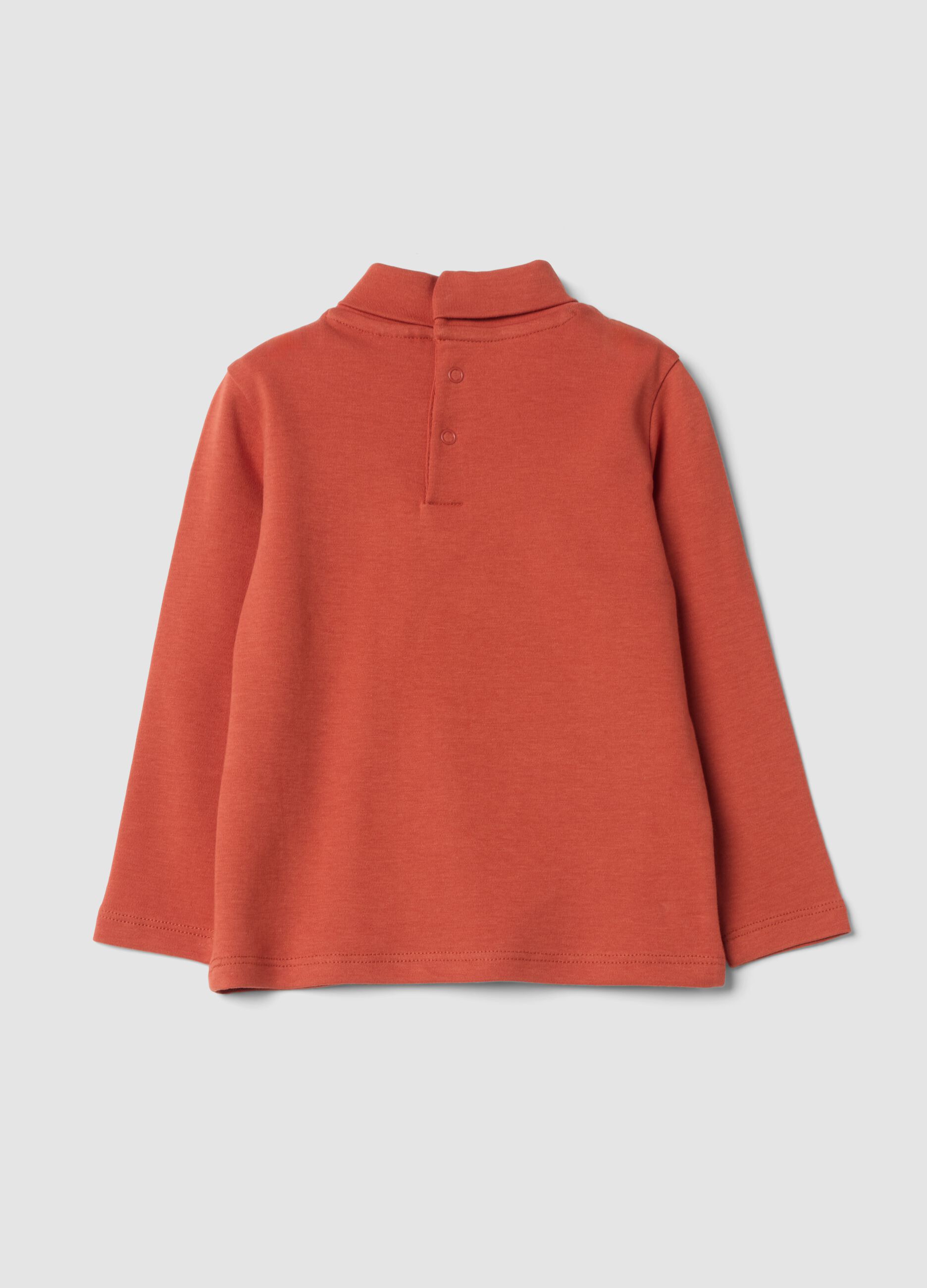 Maglietta arancione dolcevita in puro cotone organico