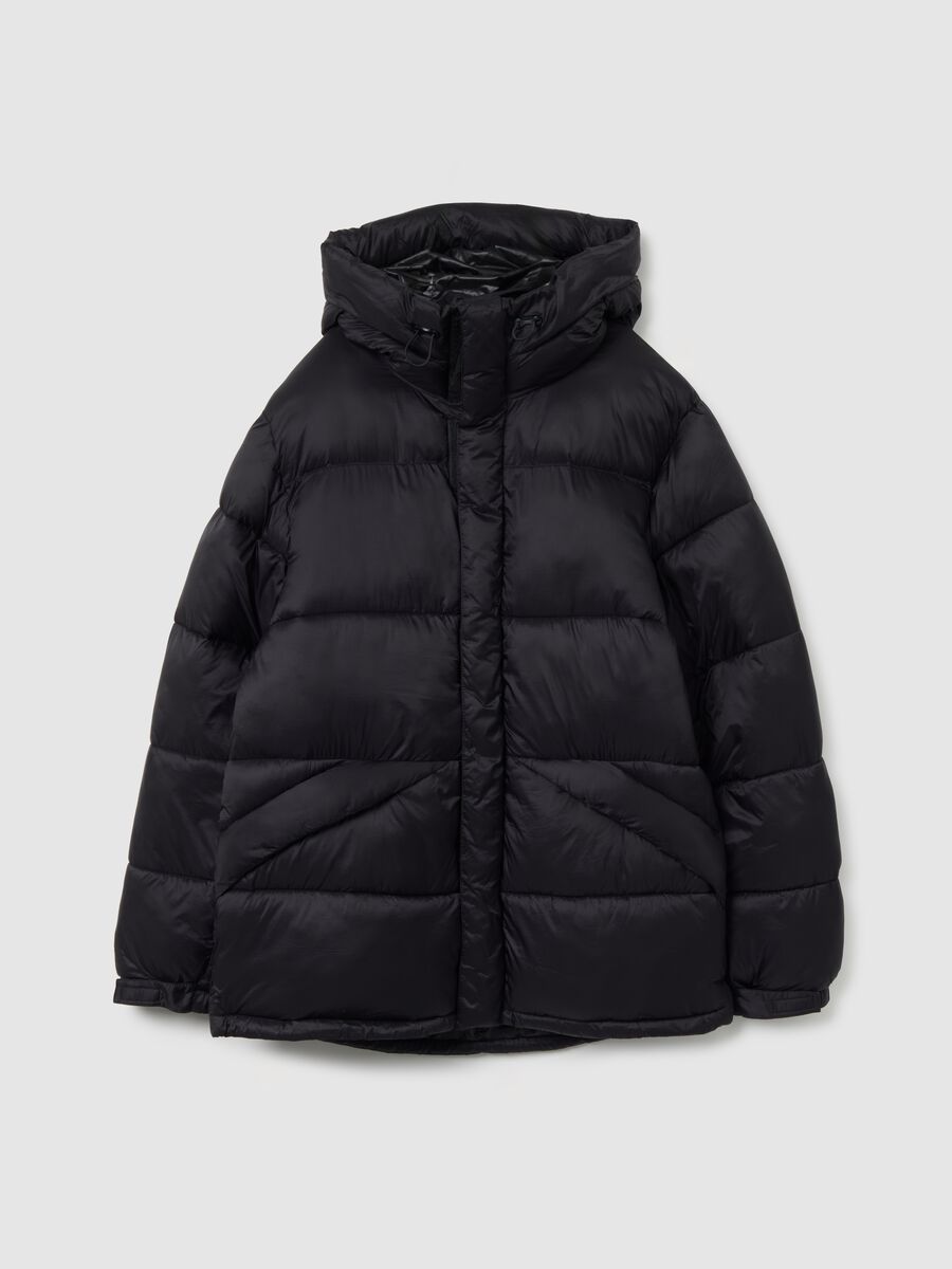 Black Iconic Puffer with Adjustable Hood_4