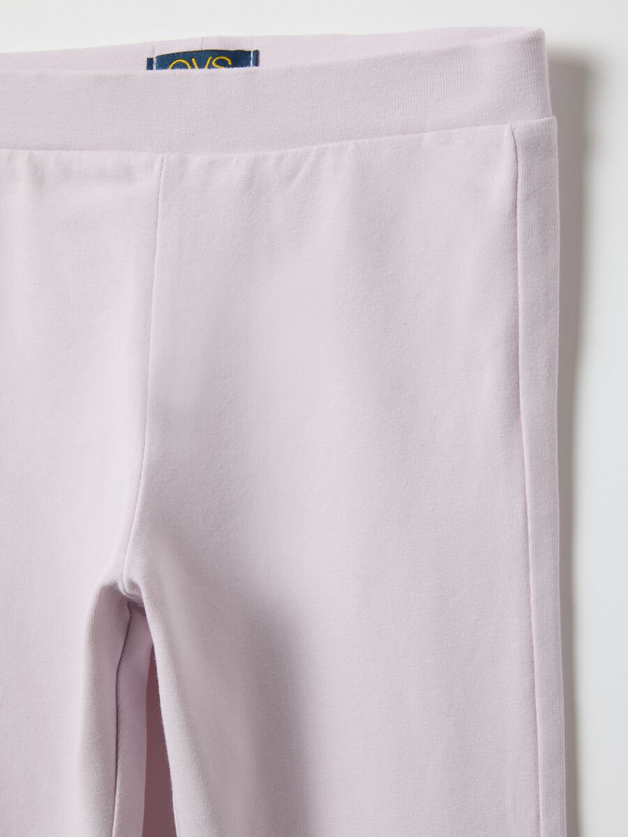 Pink stretchy cotton regular fit leggings for girls_2