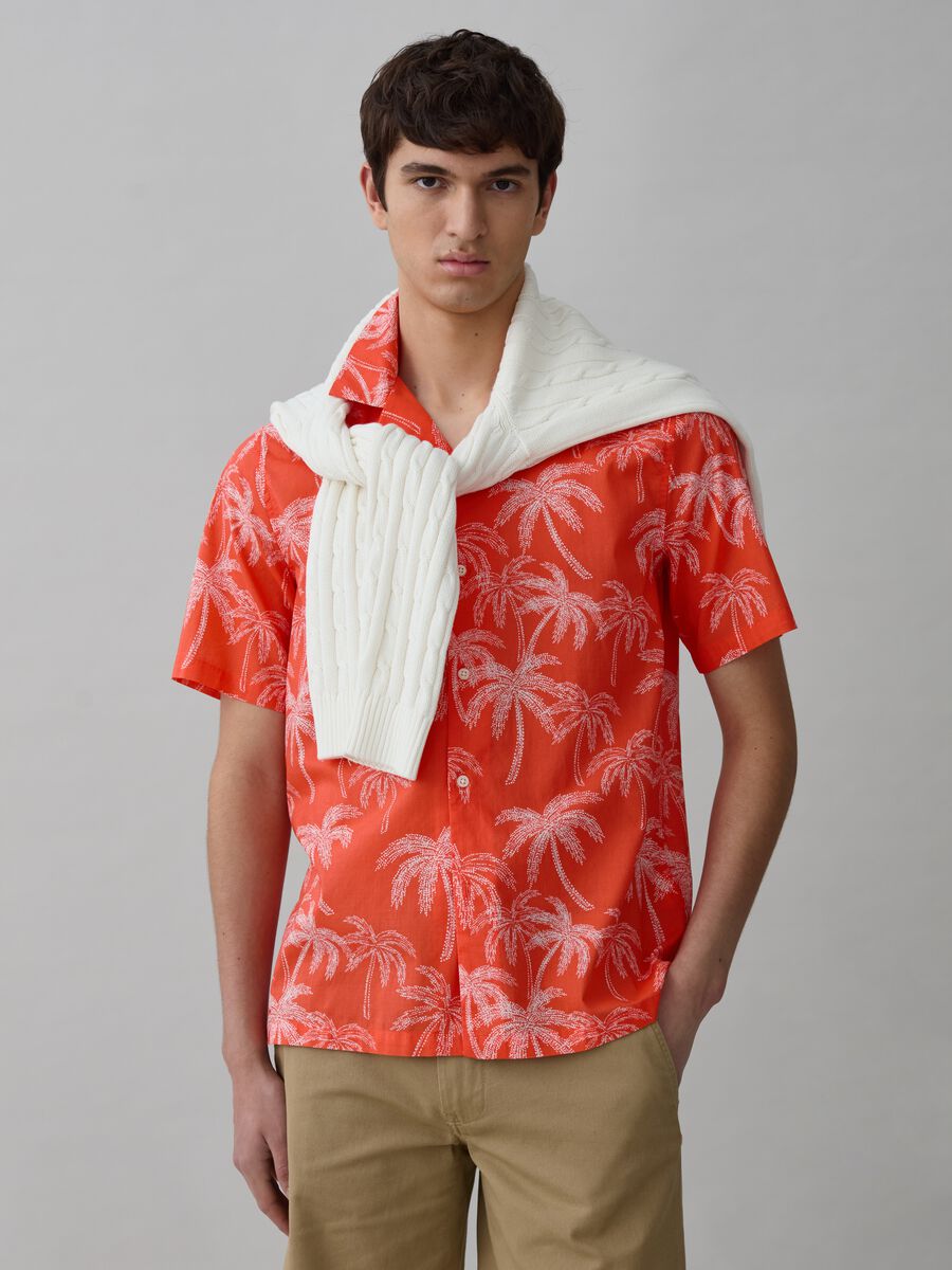 Short-sleeved shirt with palms print_1