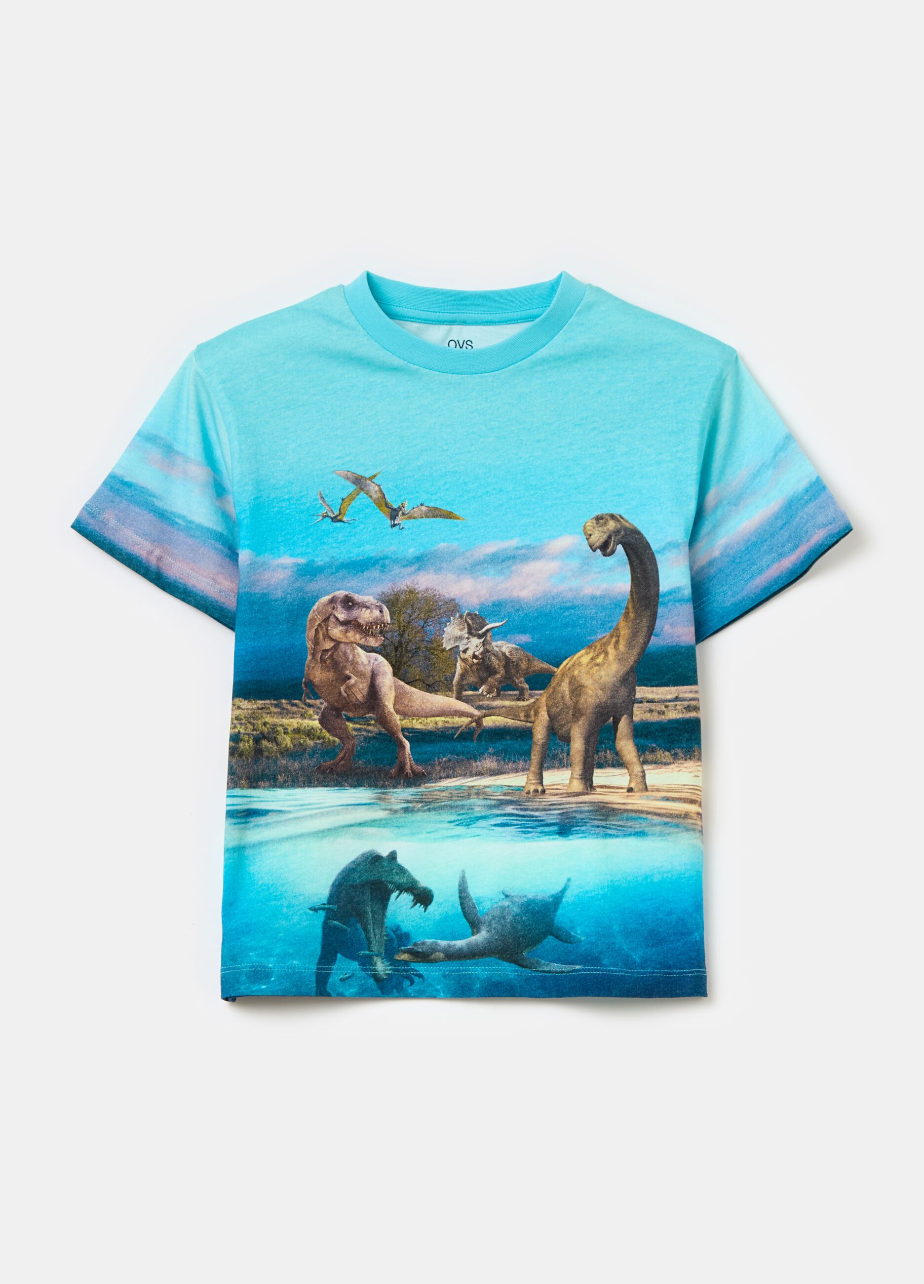 Camiseta de algodón con estampado dinosaurios