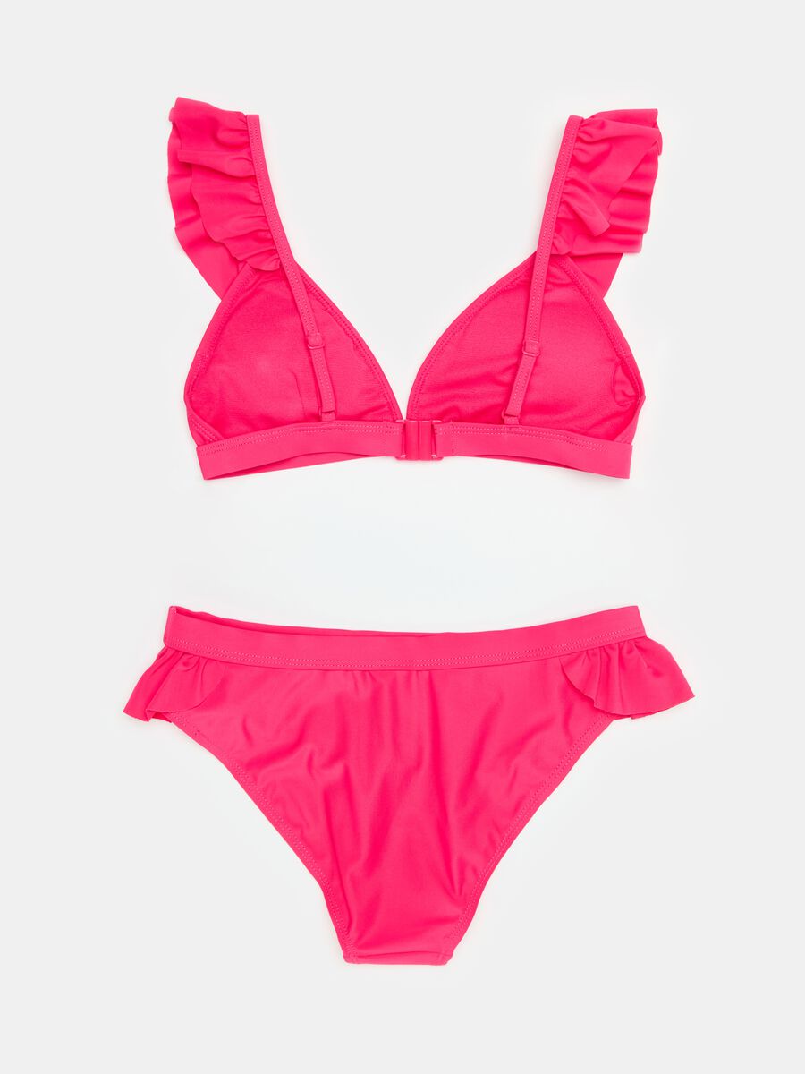 Solid colour bikini with flounce_1