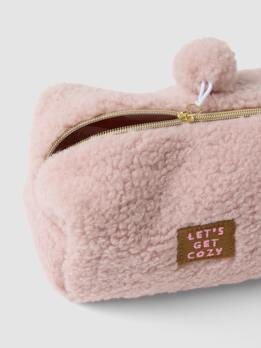 Pink makeup bag with pompom_2