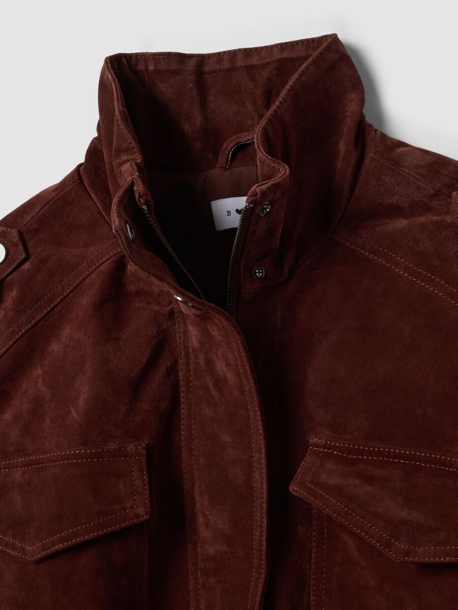 Red genuine leather jacket in regular fit_5