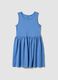 Girls' sleeveless sky-blue pure cotton dress, regular fit_0