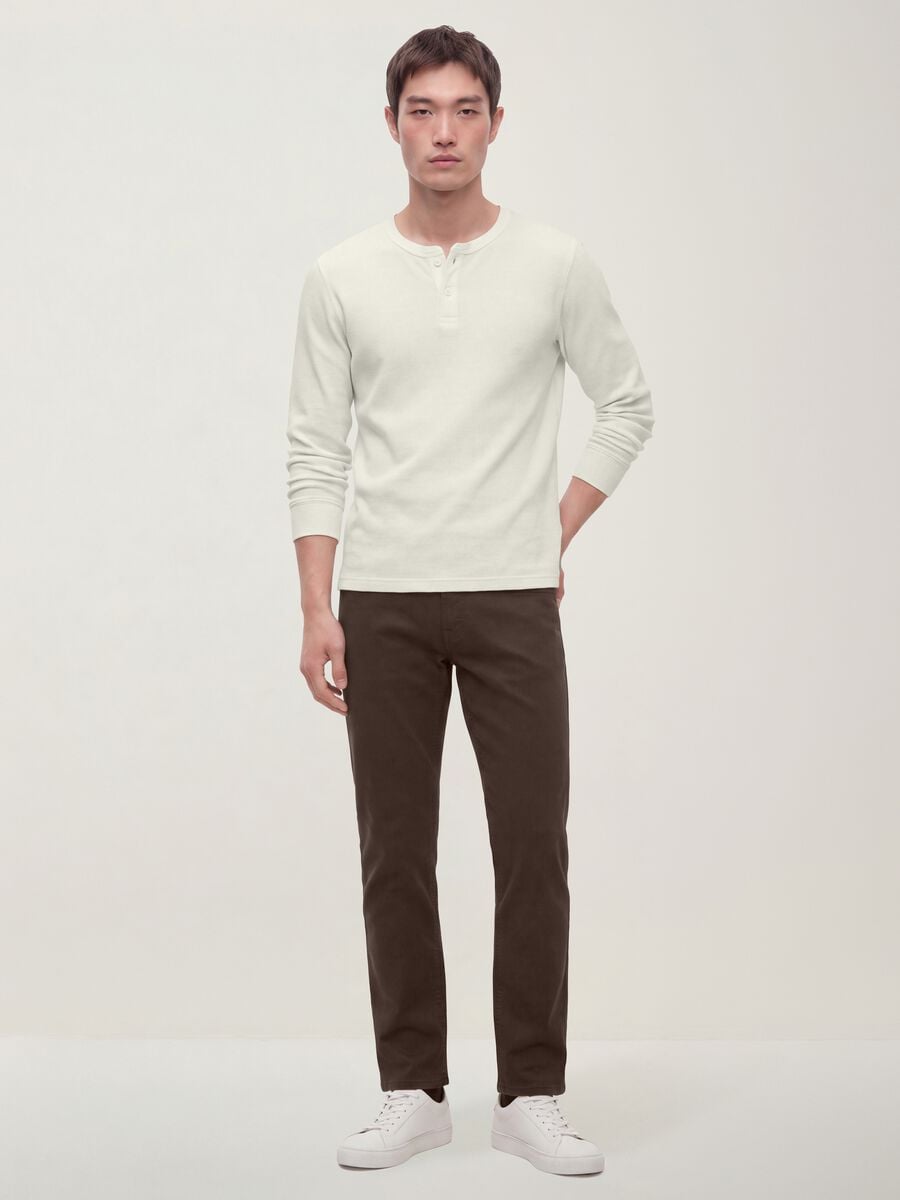 Brown denim jeans in stretch cotton, slim fit_0