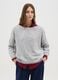 Grey jumper with round neckline and contrast trim_0