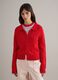 Regular Fit Red Cotton Cardigan with Polo Collar_1