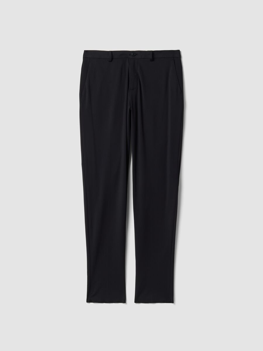 Black formal slim-fit trousers in 4-way stretch fabric_0