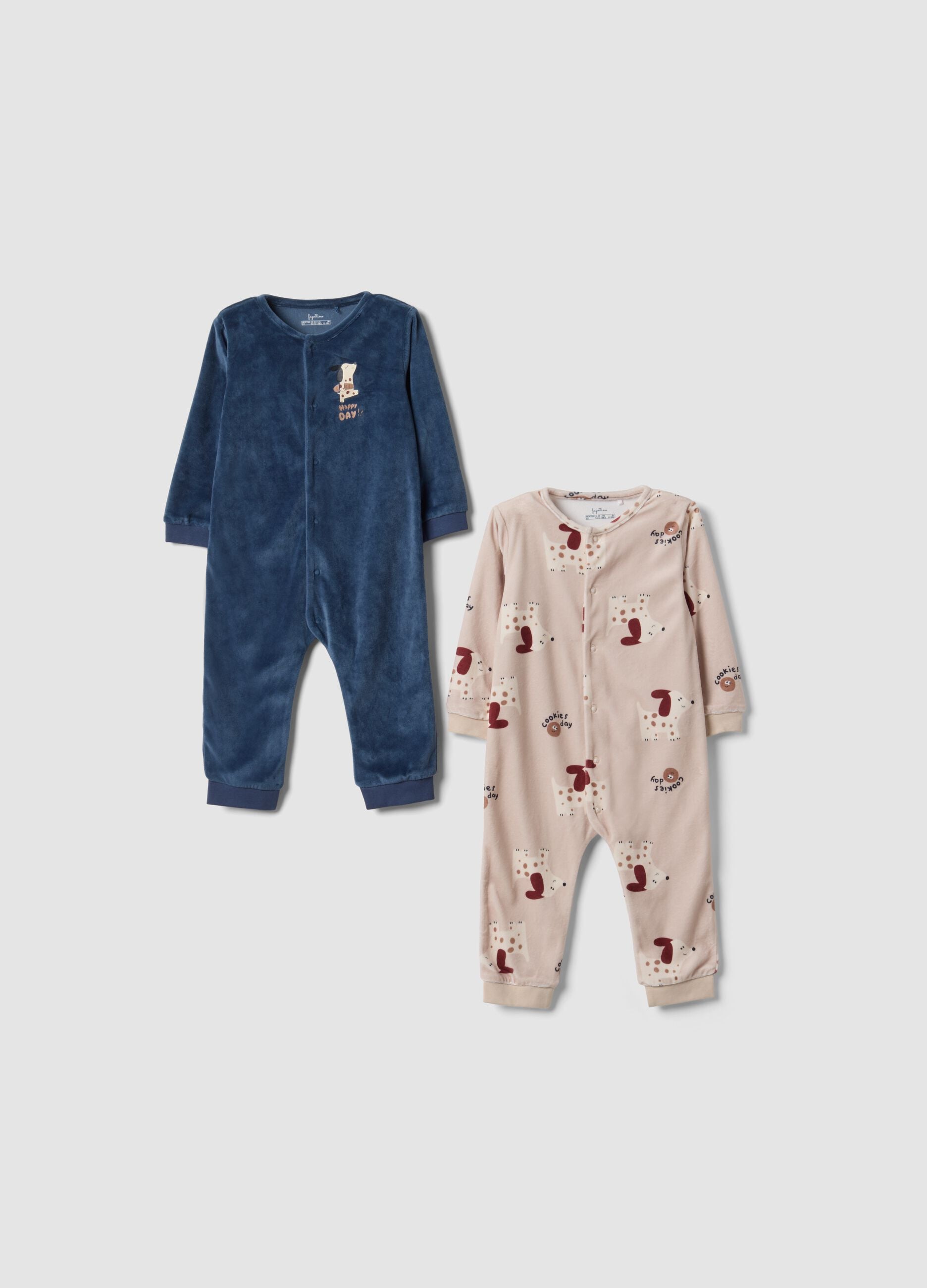 2-pack of multicolour baby sleepsuits with animal print