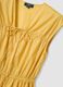 Yellow pure cotton regular-fit dress with V-neck and tie fastening_5