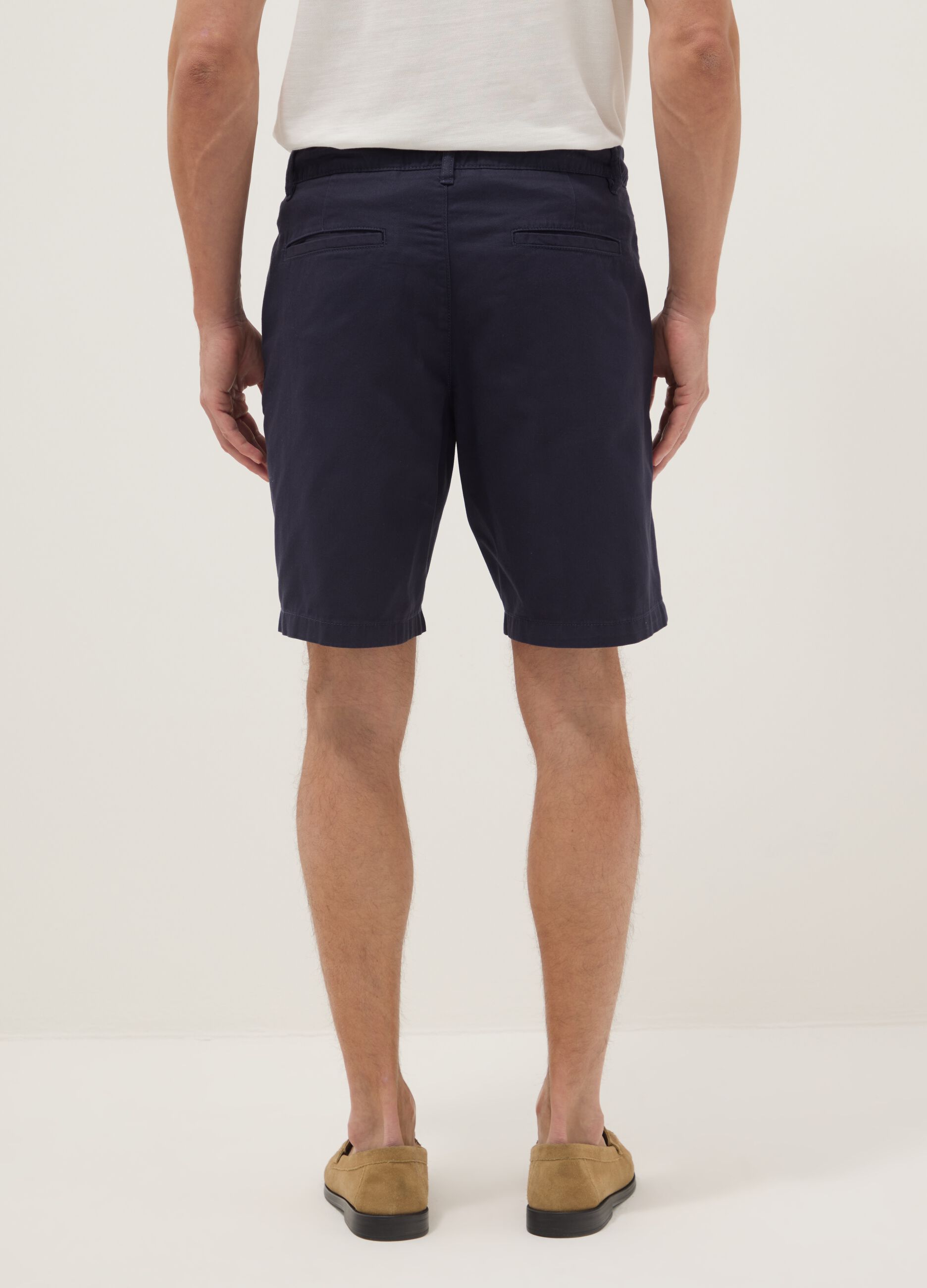 Blue cotton chino bermuda shorts, regular fit