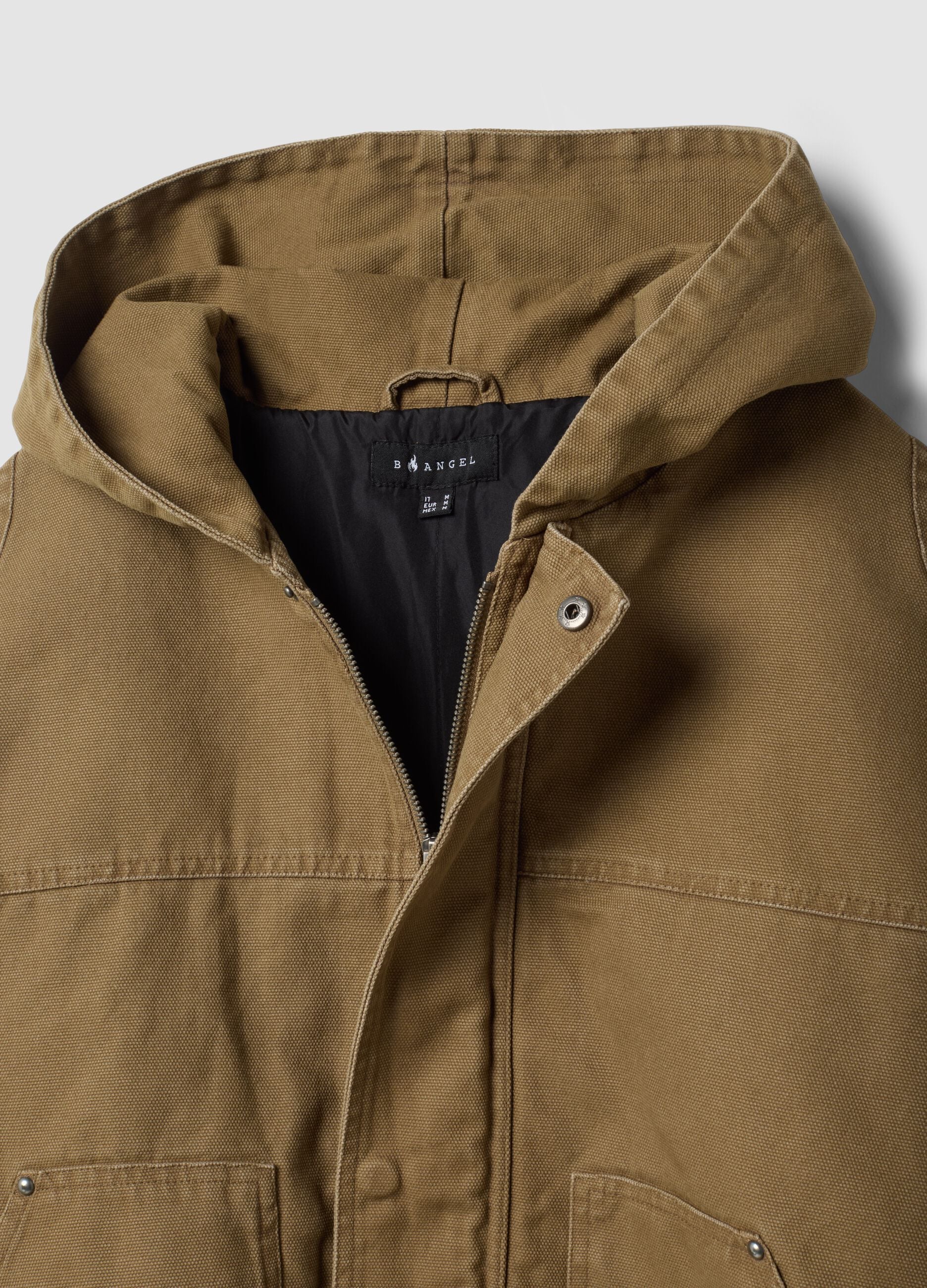 Giacca beige con cappuccio in puro cotone over fit