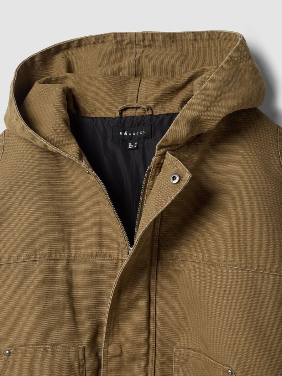 Beige pure cotton hooded jacket, oversized fit_6