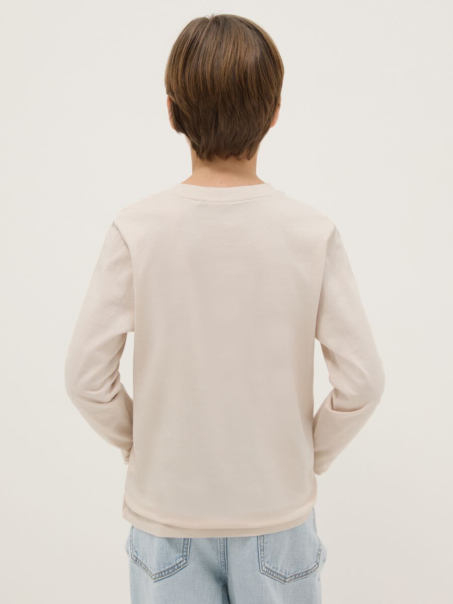 Boy's beige regular fit pure cotton t-shirt with print_1