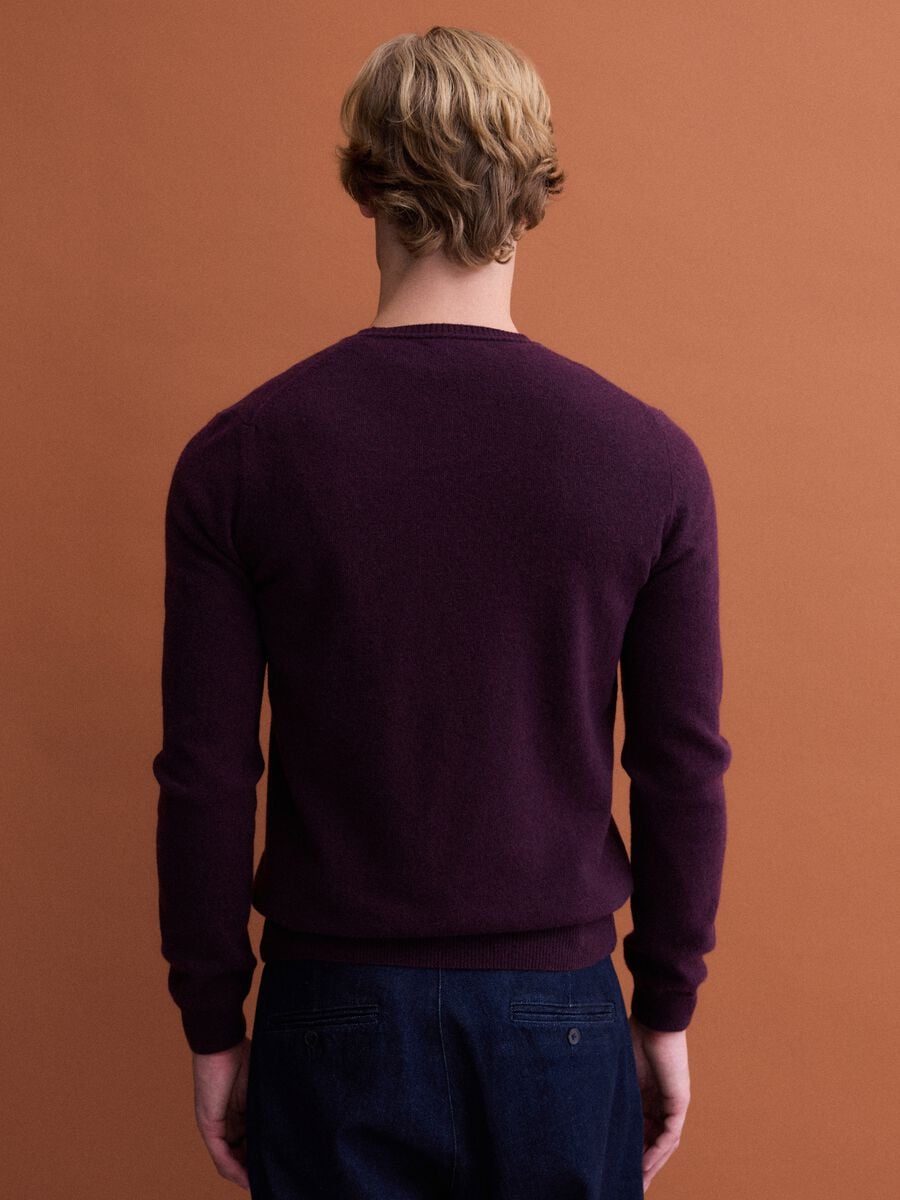 Purple pure wool crew-neck jumper, regular fit_3