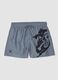 Grey Swim Boxer Shorts with One Piece Print_4