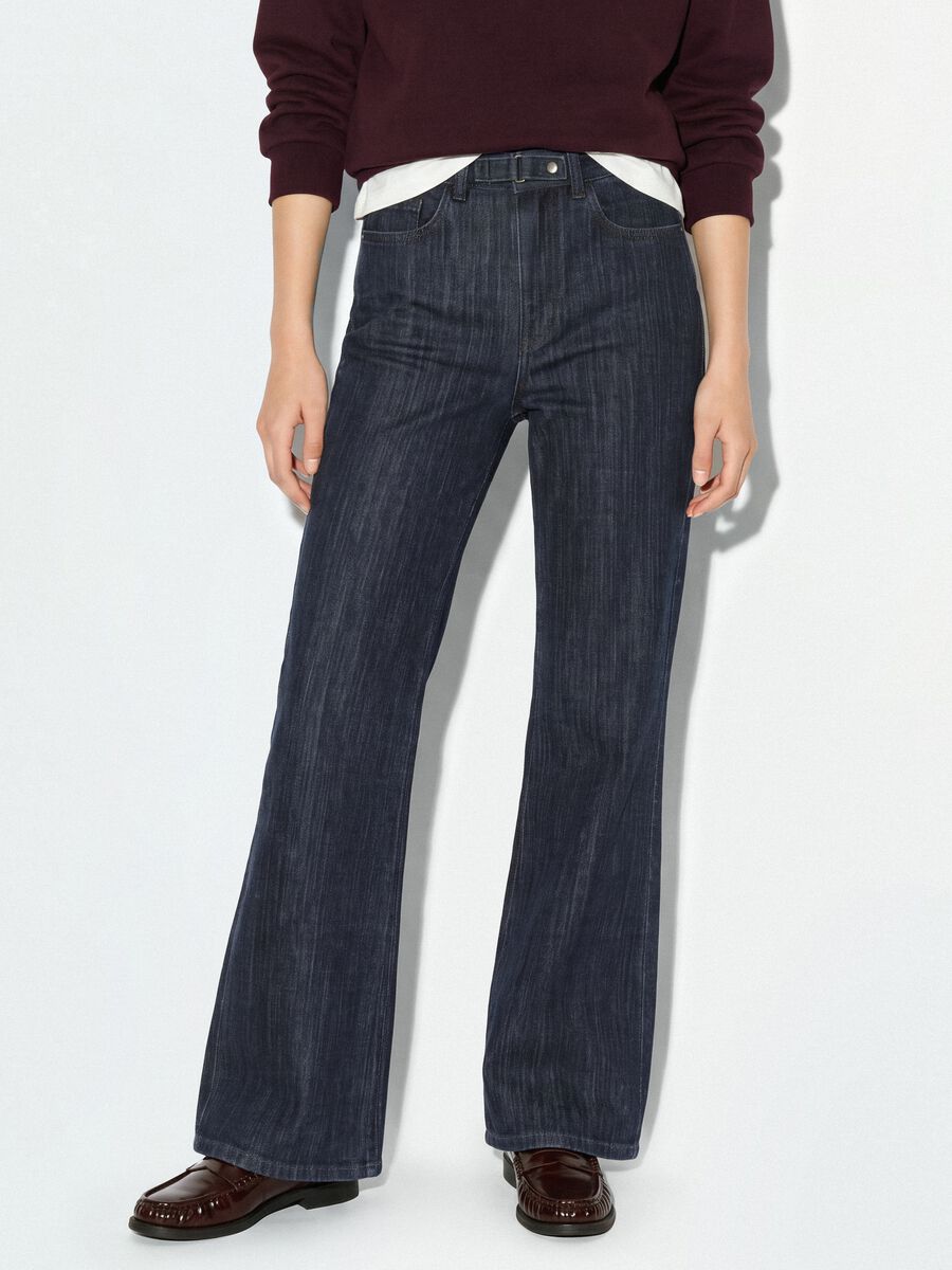 Plave bootcut traperice od elastičnog pamuka_1
