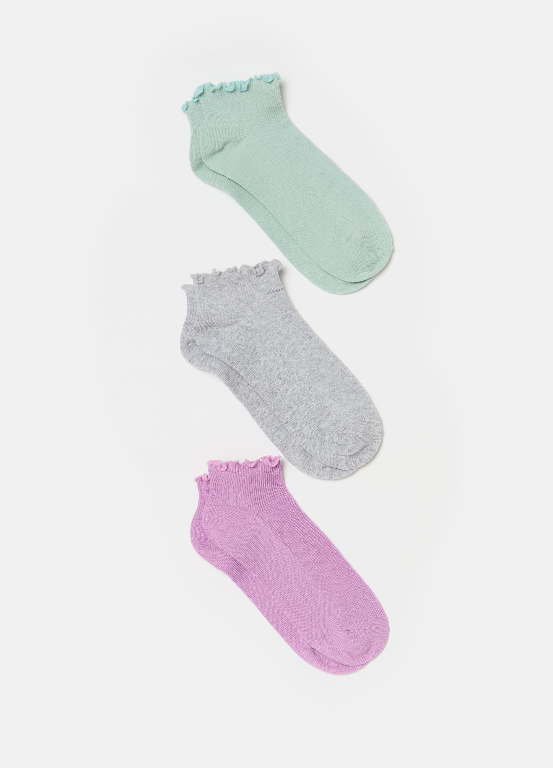 Three-pair pack short socks in organic cotton